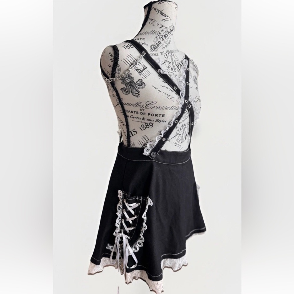 tripp nyc lolita suspender chain lace trim skirt punk goth emo size XS